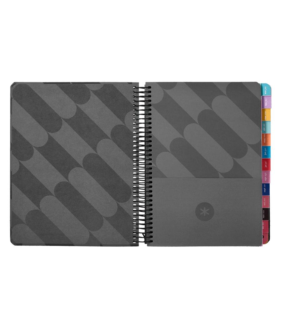 Agenda espiral antartik pattern a5+ 2025 día página color negro papel 80 gr