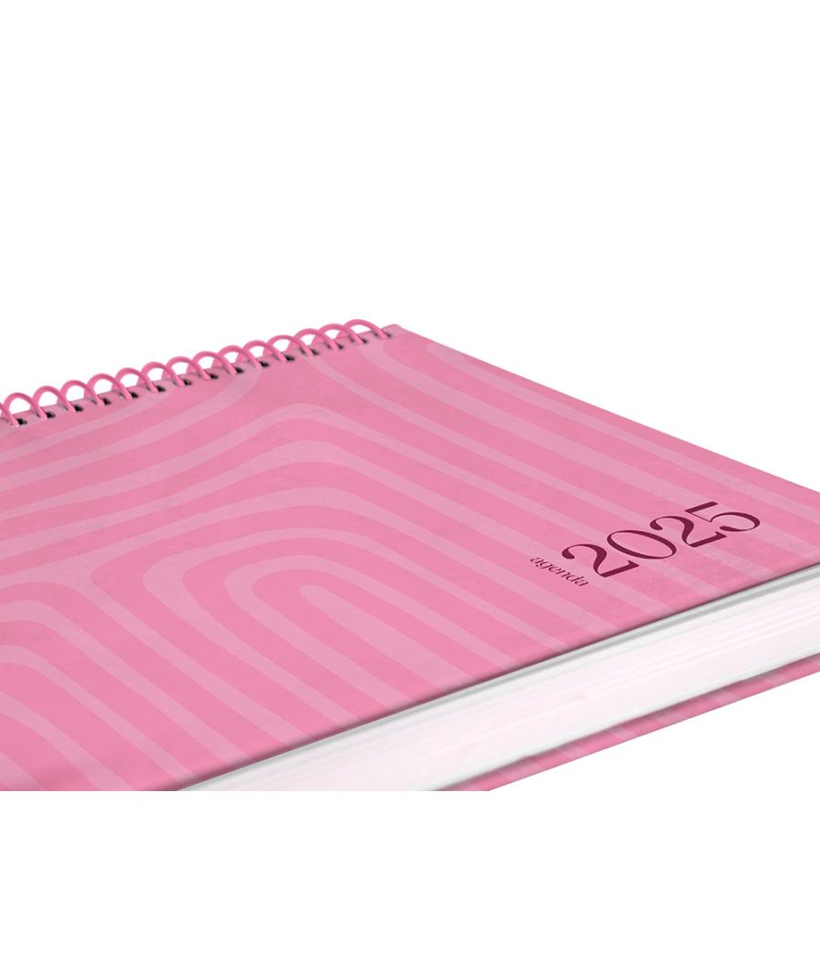 Agenda espiral liderpapel syros a5 2025 día página colorrosa papel 60 gr catalán