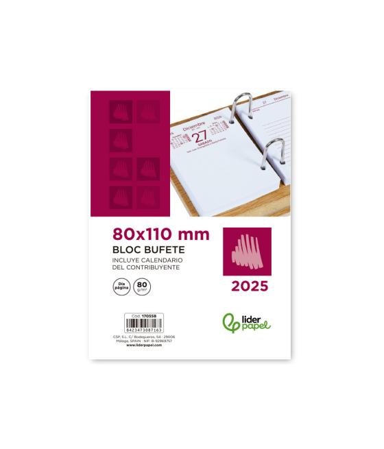 Bloc bufete liderpapel 2025 dia pagina 82x115 mm papel 80 gr