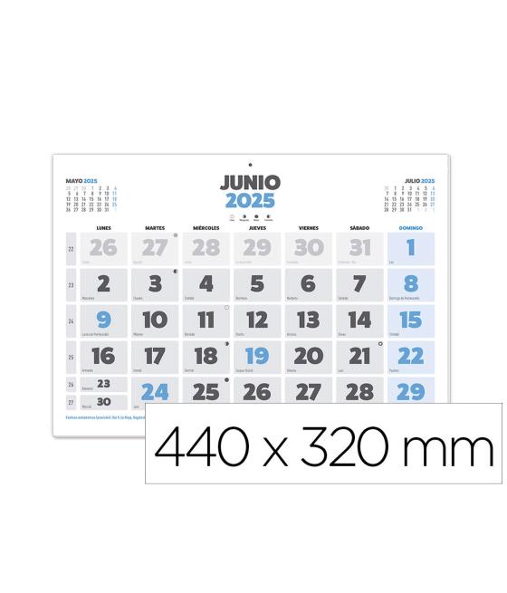 Calendario pared liderpapel clasico 2025 lomo engomado 44x32 cm papel 128 gr