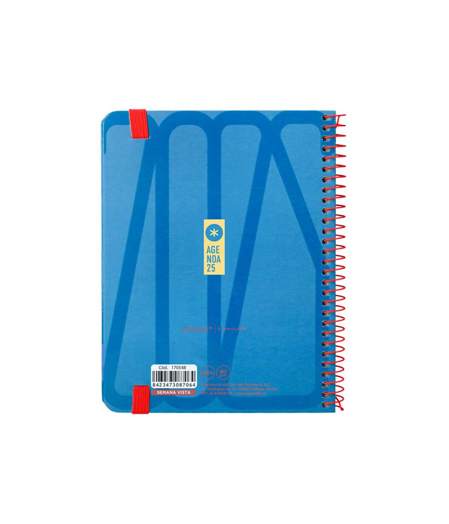 Agenda espiral antartik bold a6 2025 semana vista color azul papel 80 gr