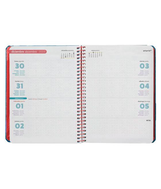 Agenda espiral antartik bold a6 2025 semana vista color azul papel 80 gr