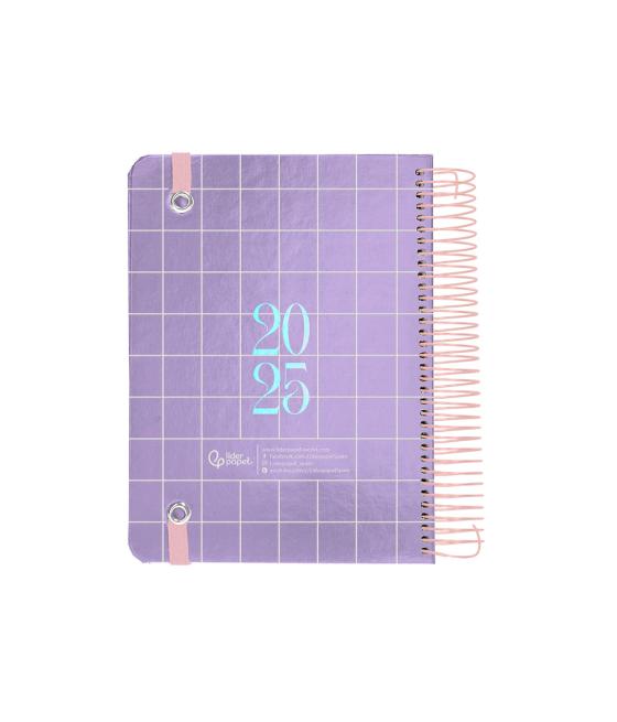 Agenda espiral liderpapel kymolos a6 2025 dia pagina malva papel 70 gr