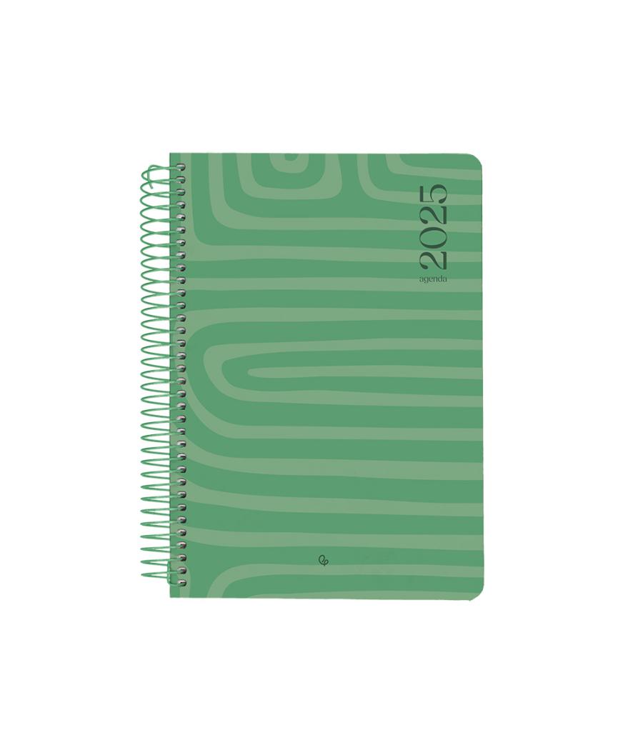 Agenda espiral liderpapel syros a5 2025 día página colorverde papel 60 gr catalán