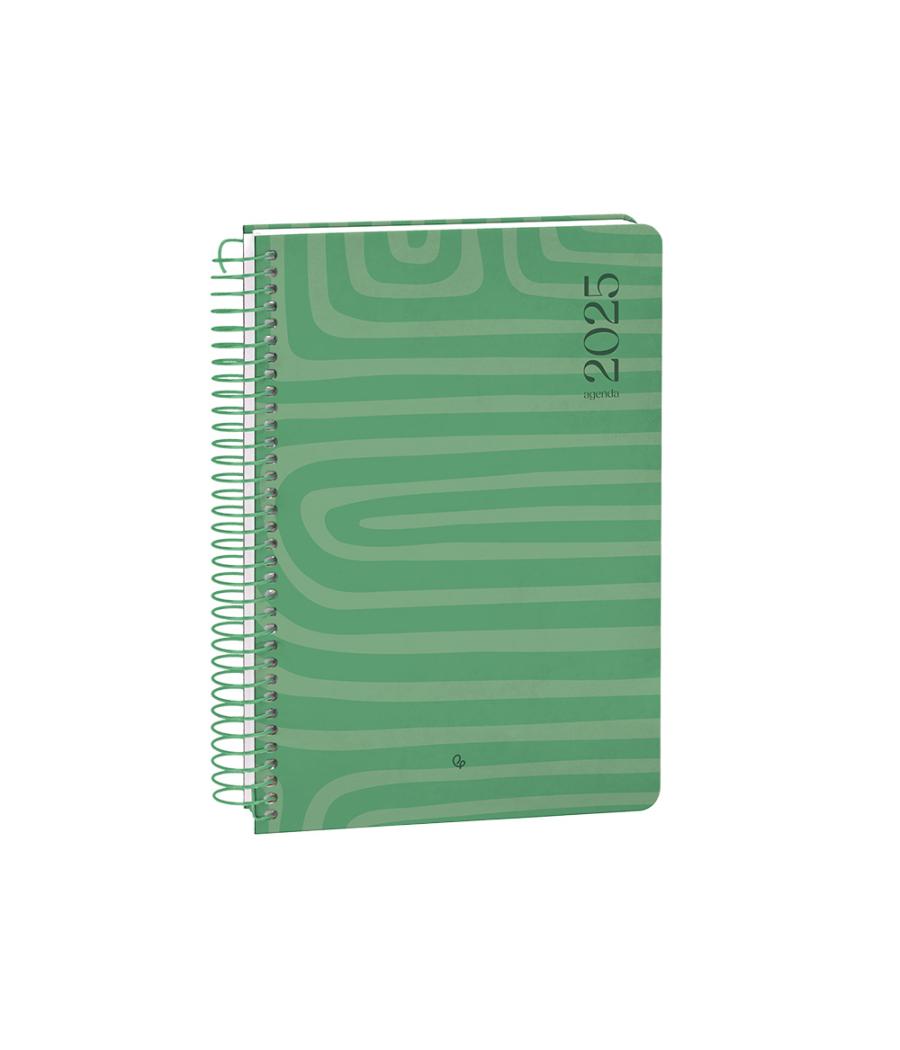 Agenda espiral liderpapel syros a5 2025 día página colorverde papel 60 gr catalán