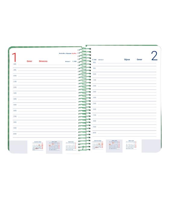 Agenda espiral liderpapel syros a5 2025 día página colorverde papel 60 gr catalán