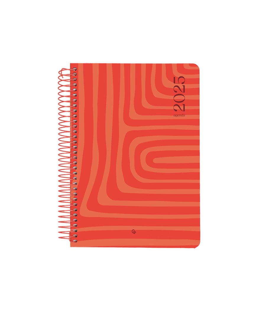 Agenda espiral liderpapel syros a5 2025 día página color rojo papel 60 gr catalán