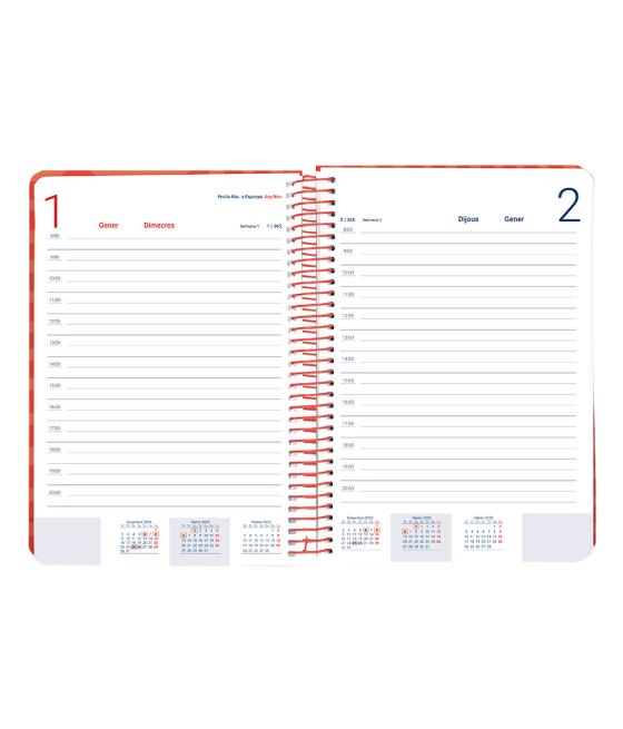 Agenda espiral liderpapel syros a5 2025 día página color rojo papel 60 gr catalán