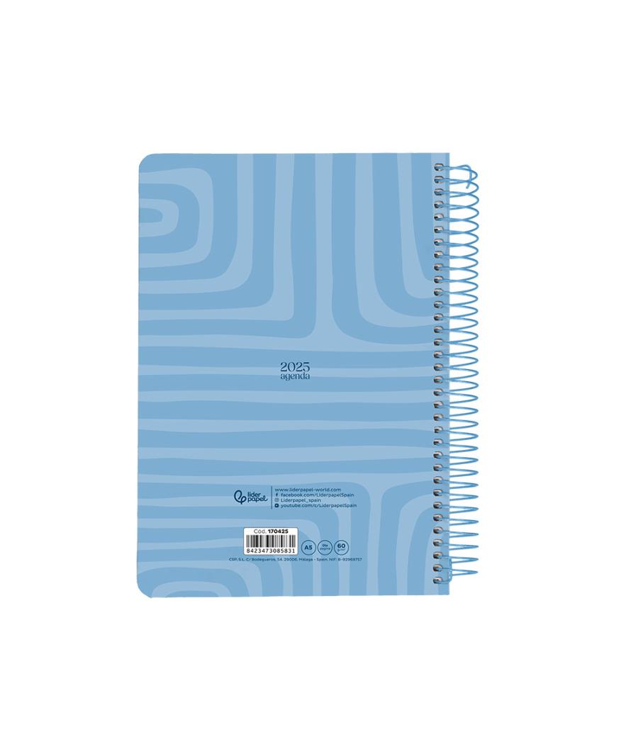 Agenda espiral liderpapel syros a5 2025 día página colorazul papel 60 gr catalán