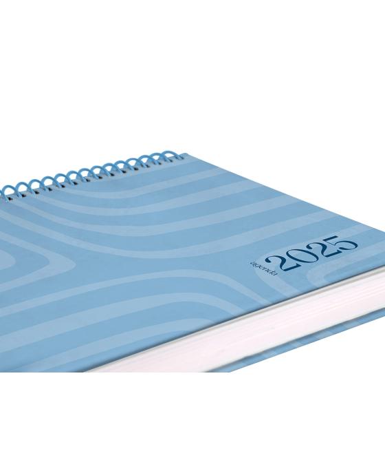 Agenda espiral liderpapel syros a5 2025 día página colorazul papel 60 gr catalán