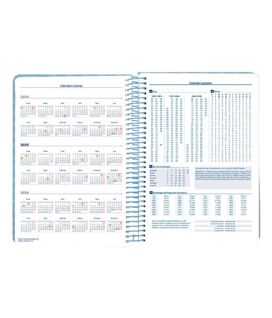 Agenda espiral liderpapel syros a5 2025 día página colorazul papel 60 gr catalán