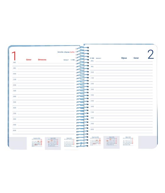 Agenda espiral liderpapel syros a5 2025 día página colorazul papel 60 gr catalán