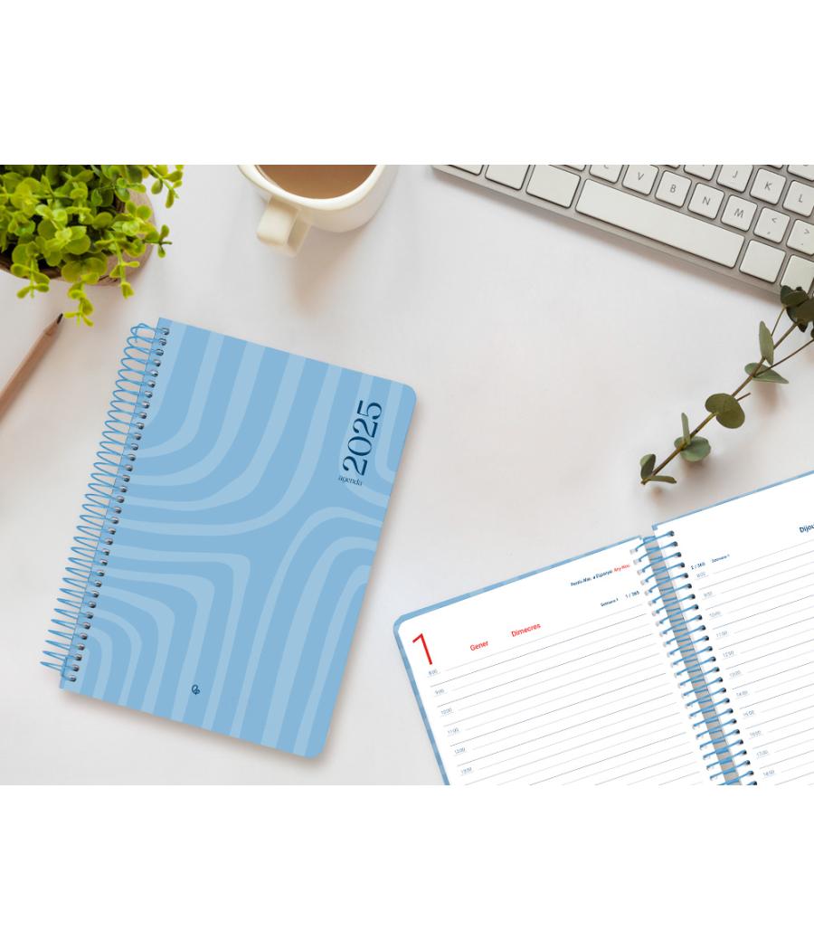 Agenda espiral liderpapel syros a5 2025 día página colorazul papel 60 gr catalán