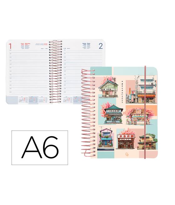 Agenda espiral liderpapel sant orini a6 2025 dia pagina mosaico papel 60 gr