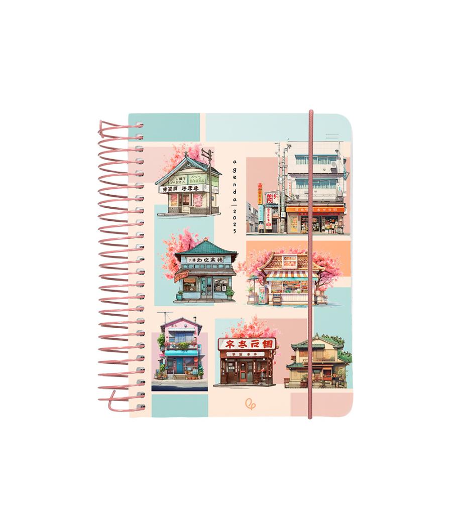 Agenda espiral liderpapel sant orini a6 2025 dia pagina mosaico papel 60 gr