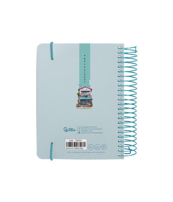 Agenda espiral liderpapel santorini a6 2025 día página street view papel 60 gr