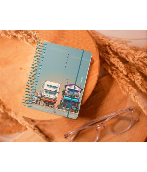 Agenda espiral liderpapel santorini a6 2025 día página street view papel 60 gr