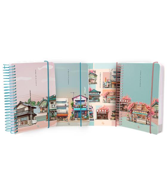 Agenda espiral liderpapel santorini a6 2025 día página 4 diseños surtidos papel 60gr
