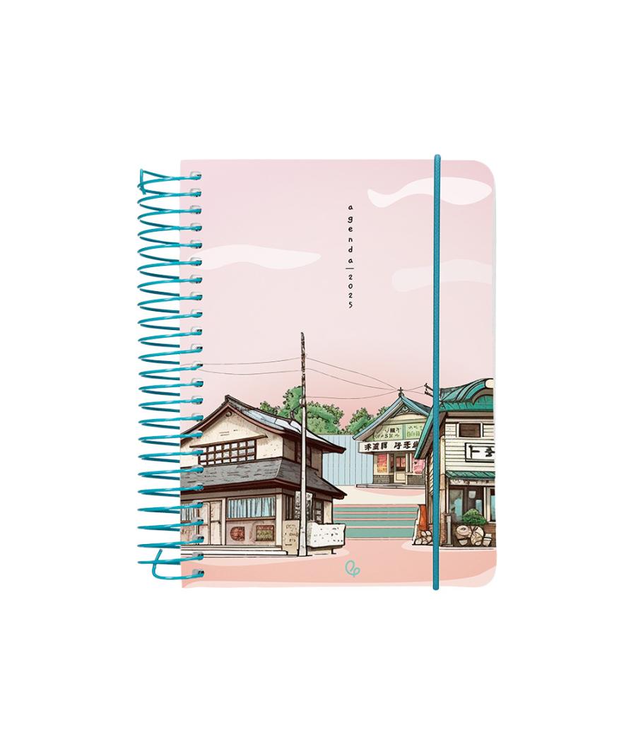 Agenda espiral liderpapel santorini a6 2025 día página 4 diseños surtidos papel 60gr