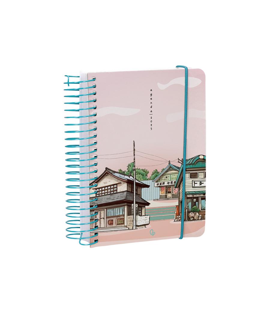 Agenda espiral liderpapel santorini a6 2025 día página 4 diseños surtidos papel 60gr