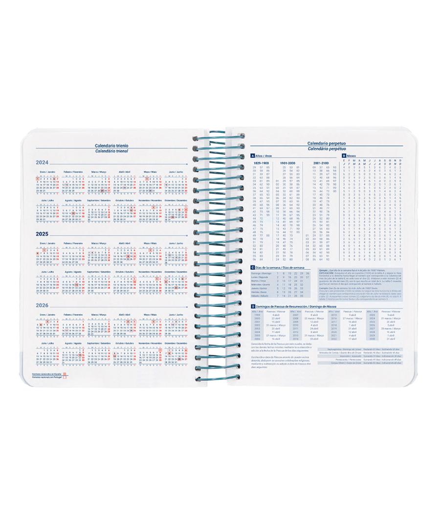 Agenda espiral liderpapel santorini a6 2025 día página 4 diseños surtidos papel 60gr