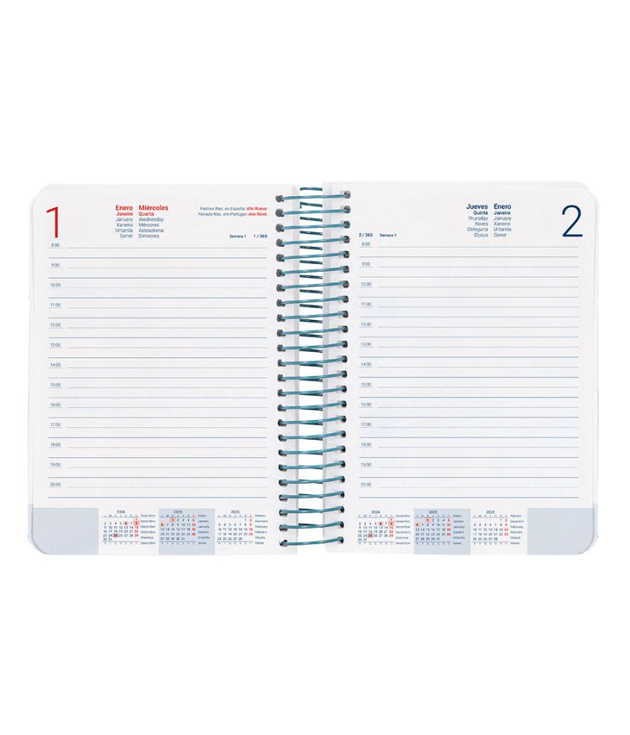 Agenda espiral liderpapel santorini a6 2025 día página 4 diseños surtidos papel 60gr