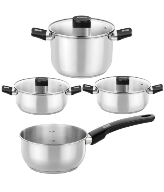 Pack batería de cocina elite monix m240001/ cazo ø14cm/ ollas ø24cm/ cacerolas ø20 - 24cm/ acero inoxidable/ apta para inducción