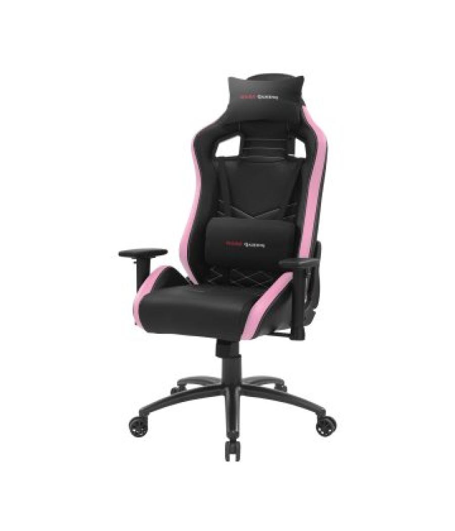 Silla gamer mars gaming mgcx neo negra con detalle rosa brazos regulables en altura transpirable air-tech pro reclinable 180º