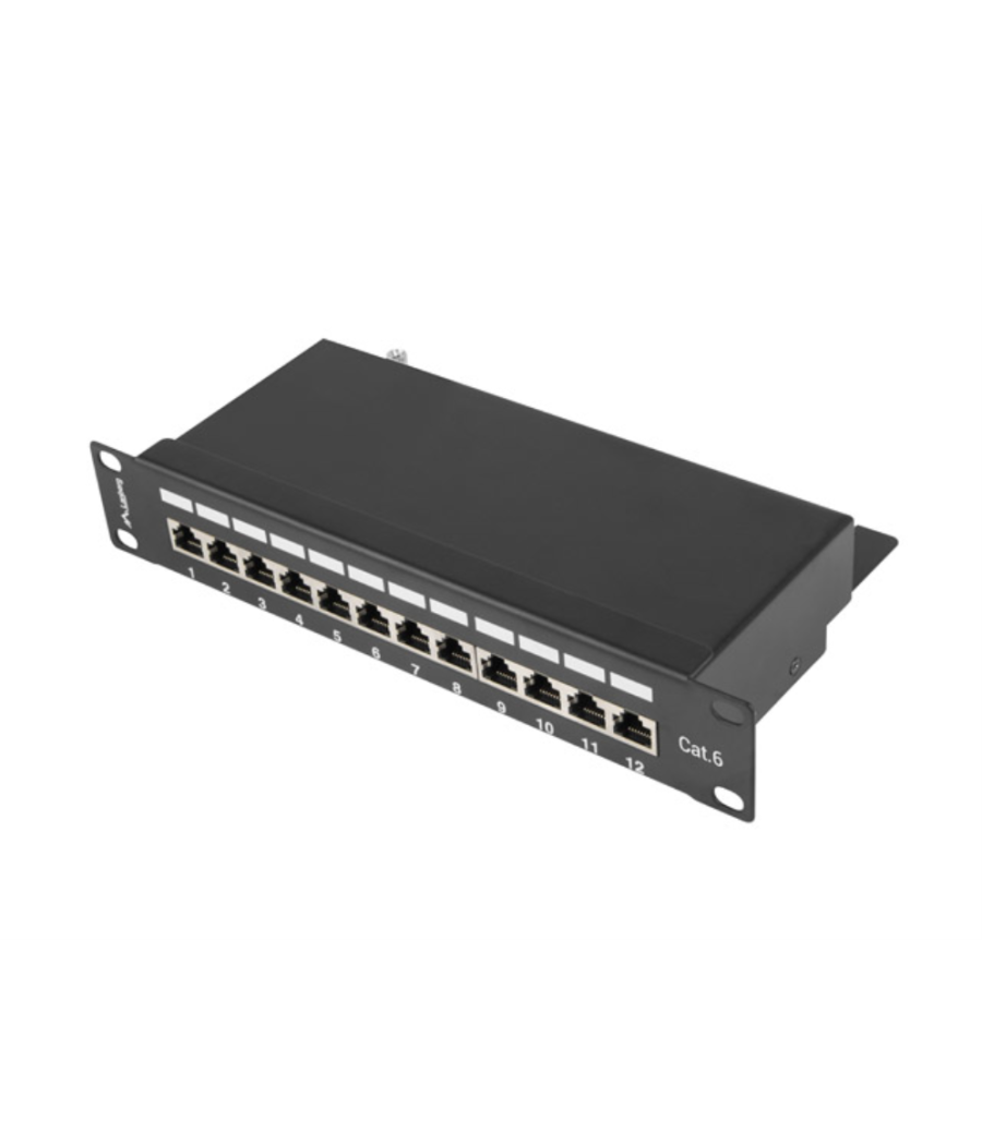 Patch panel lanberg 12 puertos 1u 10" cat.6 blindado negro