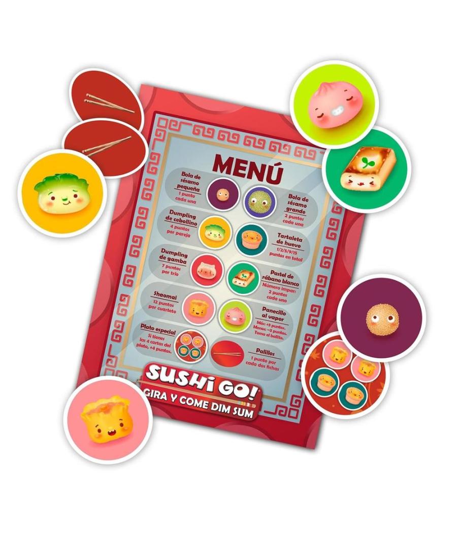 Juego de mesa sushi go gira y come dim sum