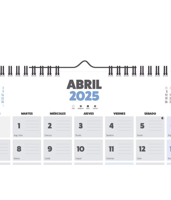 Calendario pared liderpapel clasico 2025 espiral 44x32 cm papel 128 gr