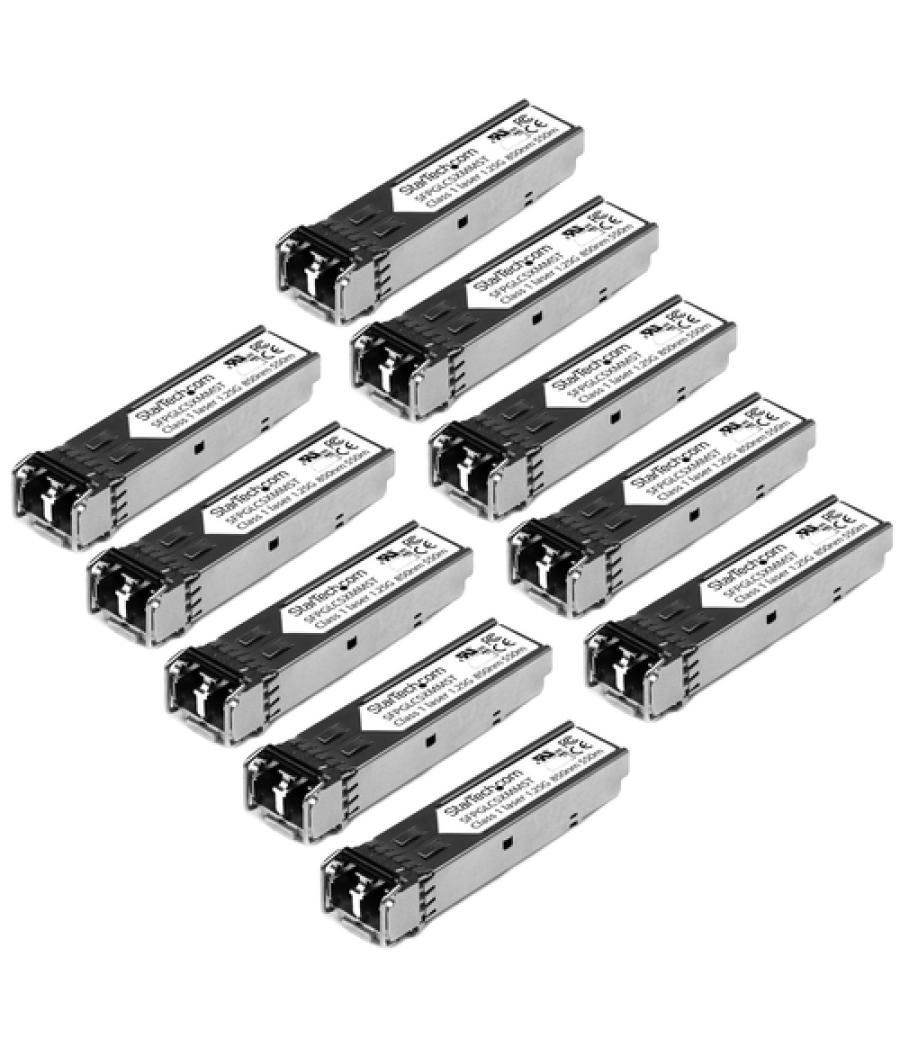 StarTech.com Paquete de 10 Módulos SFP Compatibles con Cisco GLC-SX-MM - 1000BASE-SX - Multimodo 1GbE - SFP Ethernet Gigabit 1Gb