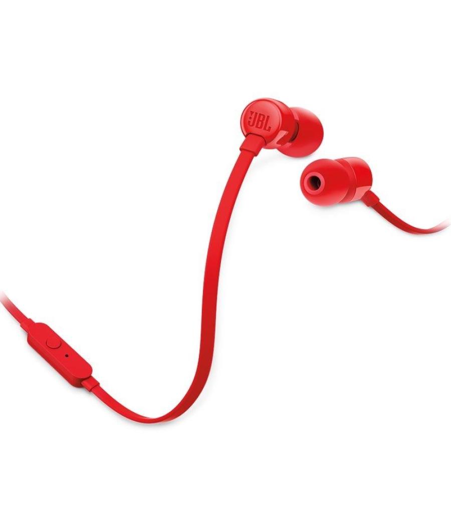 Auriculares intrauditivos jbl t110 red - pure bass - drivers 9mm - cable plano - manos libres