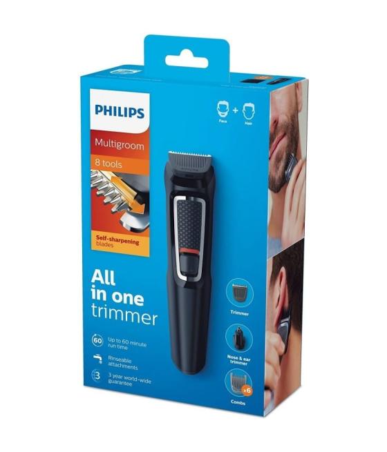 Cortapelos 8 en 1 philips multigroom series 3000 mg-3730/15/ con batería/ 11 accesorios