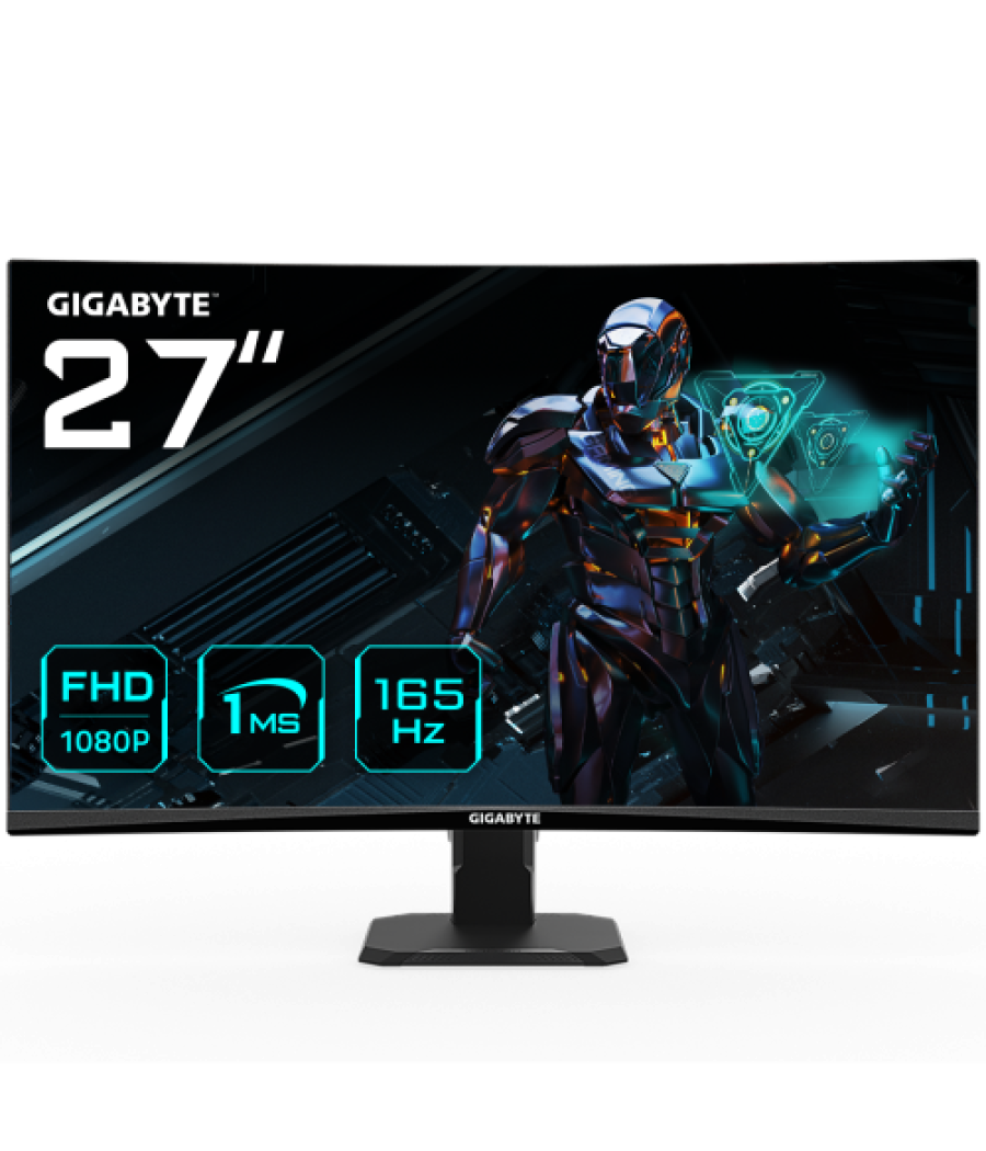 Gigabyte monitor de juego gs27f 27" fhd - 1920 x 1080 (fhd), 165hz, 1ms, 300 cd/m², freesync premium, compatible con hdr, hdmi 2