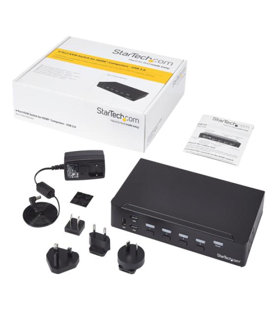 StarTech.com Switch Conmutador KVM de 4 Puertos HDMI 1080p con USB 3.0