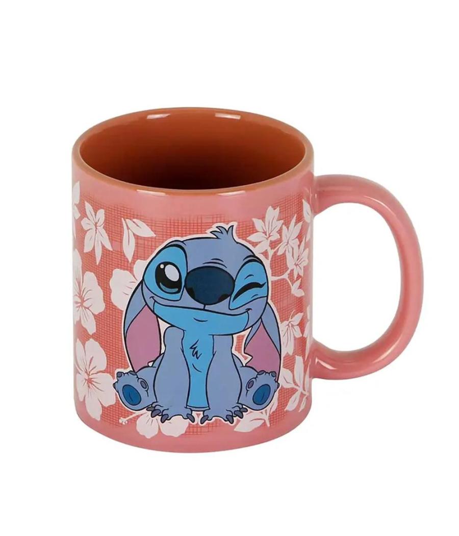 Taza karactermania disney stitch flores rosas