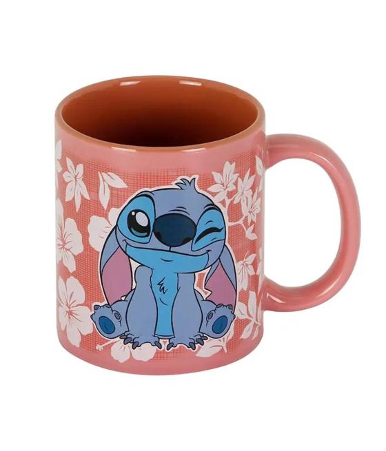 Taza karactermania disney stitch flores rosas