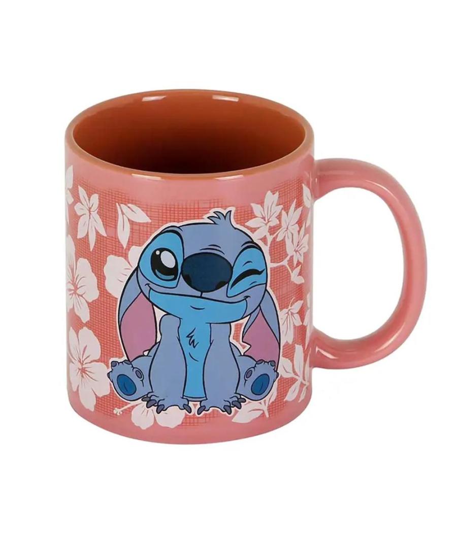 Taza karactermania disney stitch flores rosas