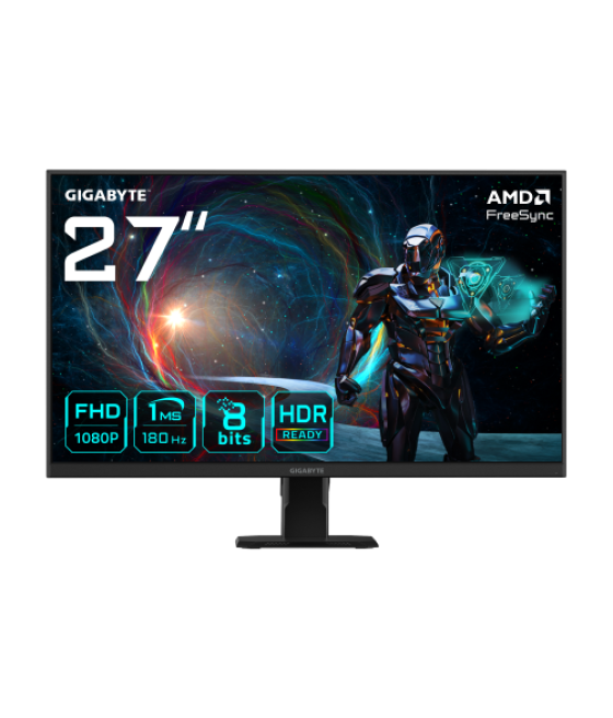 Gigabyte gs27fa 27” monitor de juego fhd - 1920 x 1080 (fhd), 180hz, 1ms, 300 cd/m2, freesync, hdr ready, hdmi 2.0