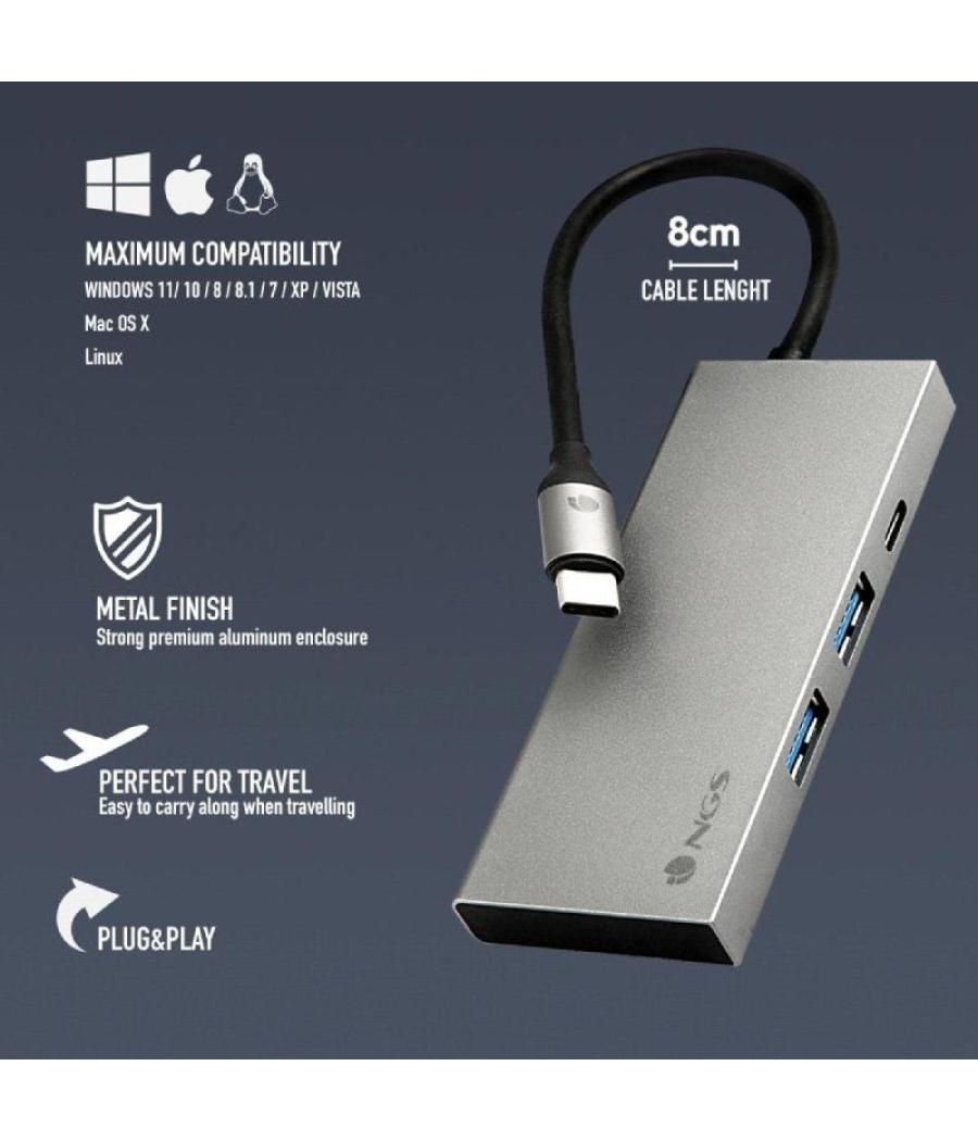 Docking usb tipo-c ngs wonderdock4 pro/ 2xusb/ 1xusb tipo-c dp/ 1xhdmi