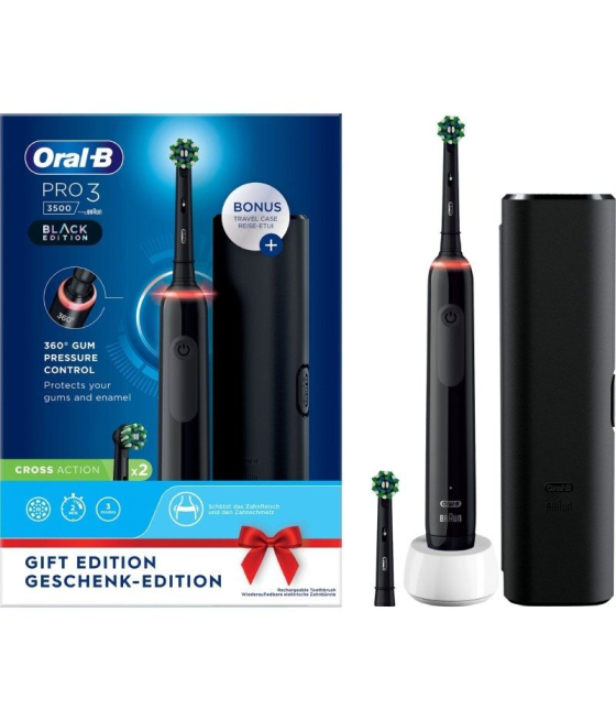 Cepillo dental braun oral-b vitality pro 3 3500/ incluye 2 recambios/ negro