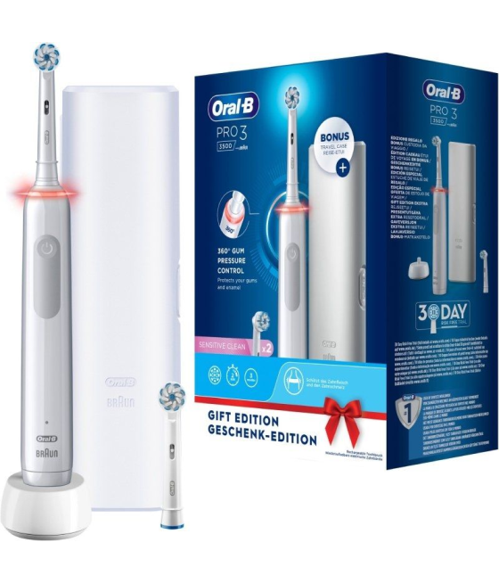 Cepillo dental braun oral-b vitality pro 3 3500/ incluye 2 recambios/ blanco