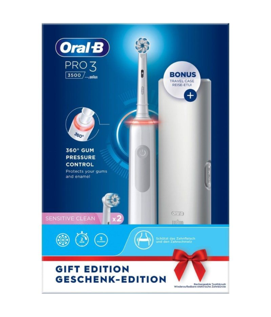 Cepillo dental braun oral-b vitality pro 3 3500/ incluye 2 recambios/ blanco