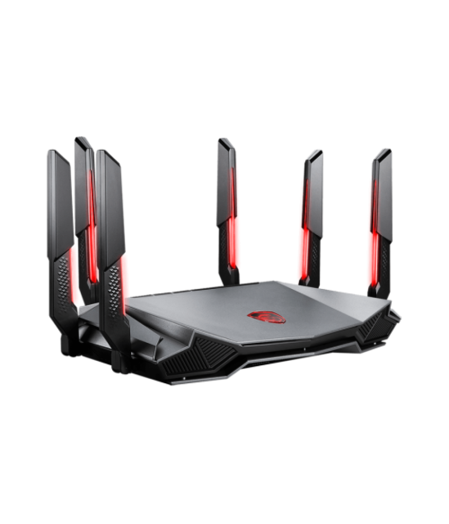 Msi radix axe6600 wifi 6e tri-band router inalámbrico gigabit ethernet doble banda (2,4 ghz / 5 ghz) negro, rojo