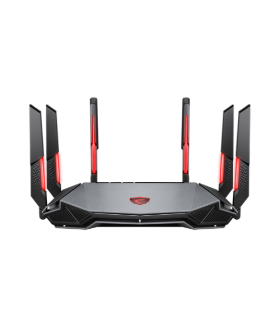 Msi radix axe6600 wifi 6e tri-band router inalámbrico gigabit ethernet doble banda (2,4 ghz / 5 ghz) negro, rojo