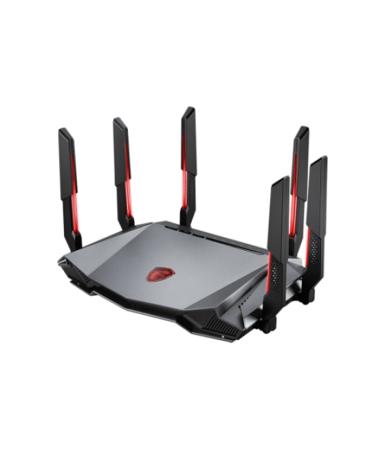 Msi radix axe6600 wifi 6e tri-band router inalámbrico gigabit ethernet doble banda (2,4 ghz / 5 ghz) negro, rojo