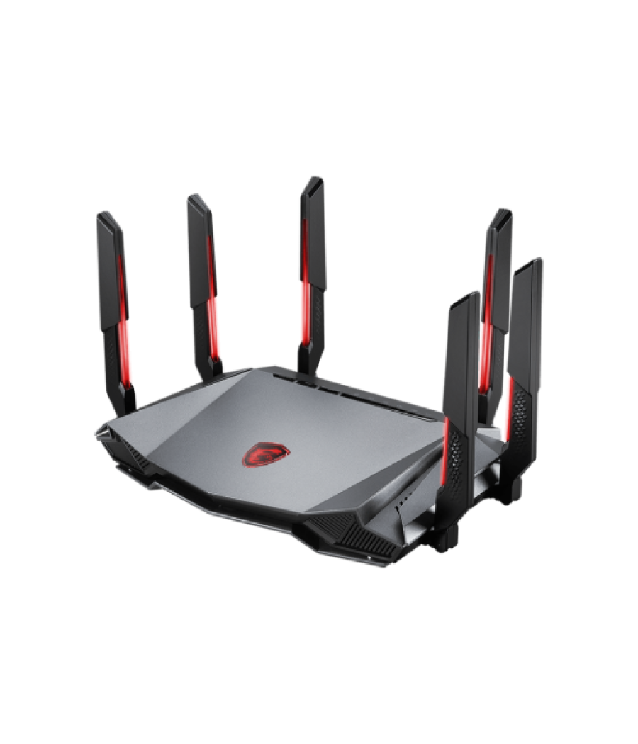 Msi radix axe6600 wifi 6e tri-band router inalámbrico gigabit ethernet doble banda (2,4 ghz / 5 ghz) negro, rojo