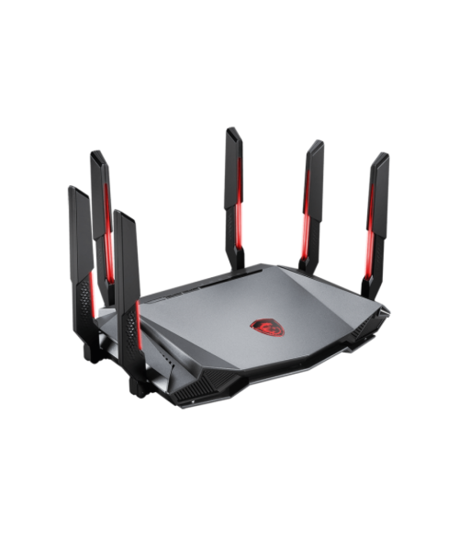 Msi radix axe6600 wifi 6e tri-band router inalámbrico gigabit ethernet doble banda (2,4 ghz / 5 ghz) negro, rojo