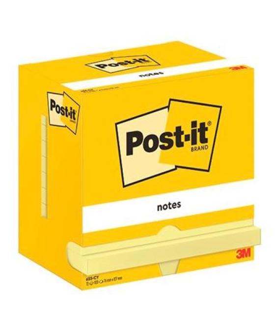 Post-it bloc notas adhesivas 655 100h 76x127 canary yellow paquete 12 ud